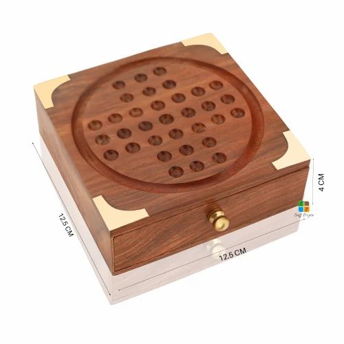 12.5 Cm Square Wooden Solitaire Board