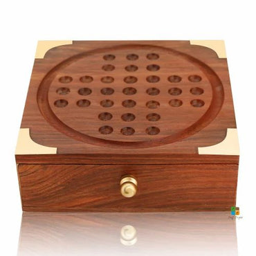 12.5 Cm Square Wooden Solitaire Board