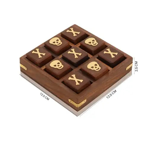 Wooden Tic Tac Toe Board Game (12.5 cm) | Travel Mini Strategy Game
