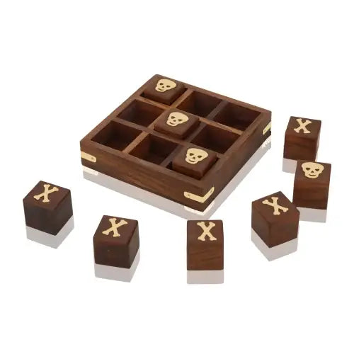 Wooden Tic Tac Toe Board Game (12.5 cm) | Travel Mini Strategy Game