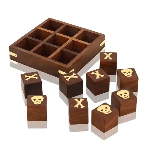 Wooden Tic Tac Toe Board Game (12.5 cm) | Travel Mini Strategy Game