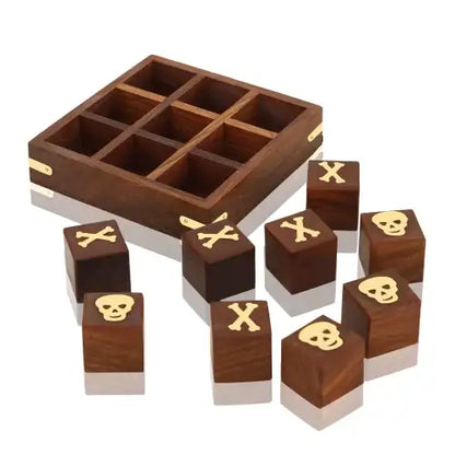 Wooden Tic Tac Toe Board Game (12.5 cm) | Travel Mini Strategy Game
