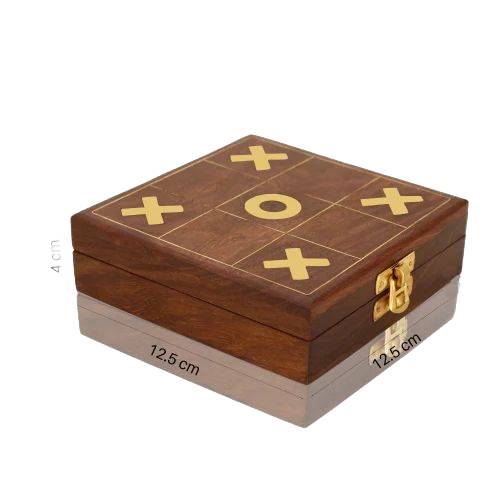 12 Cm Square Wooden Mini Tic Tac