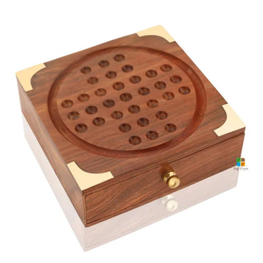 12.5 Cm Square Wooden Solitaire Board