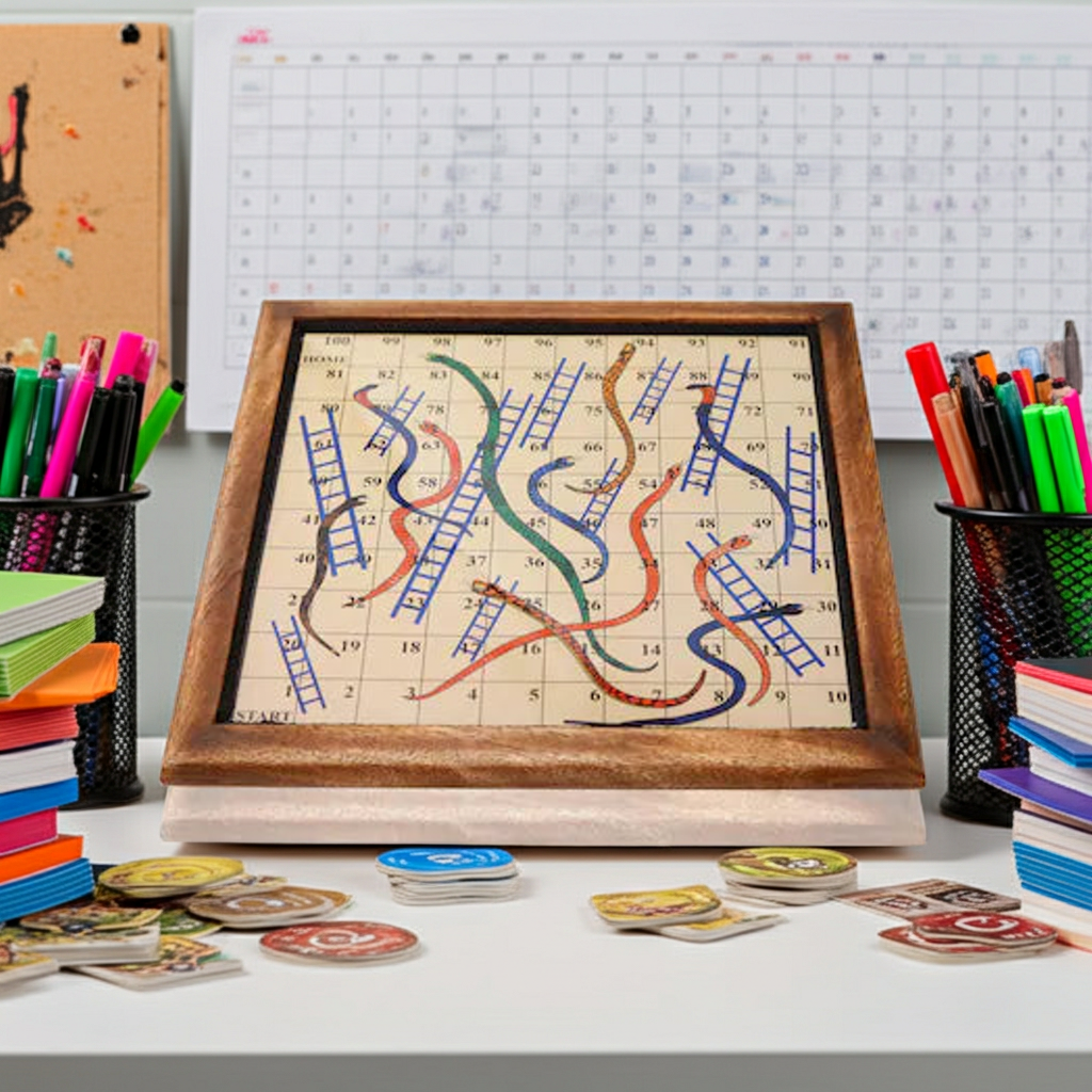 2-in-1 Wooden Magnetic Snake & Ladder and Ludo Board Game – 14 Inch