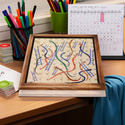 2-in-1 Wooden Magnetic Snake & Ladder and Ludo Board Game – 14 Inch