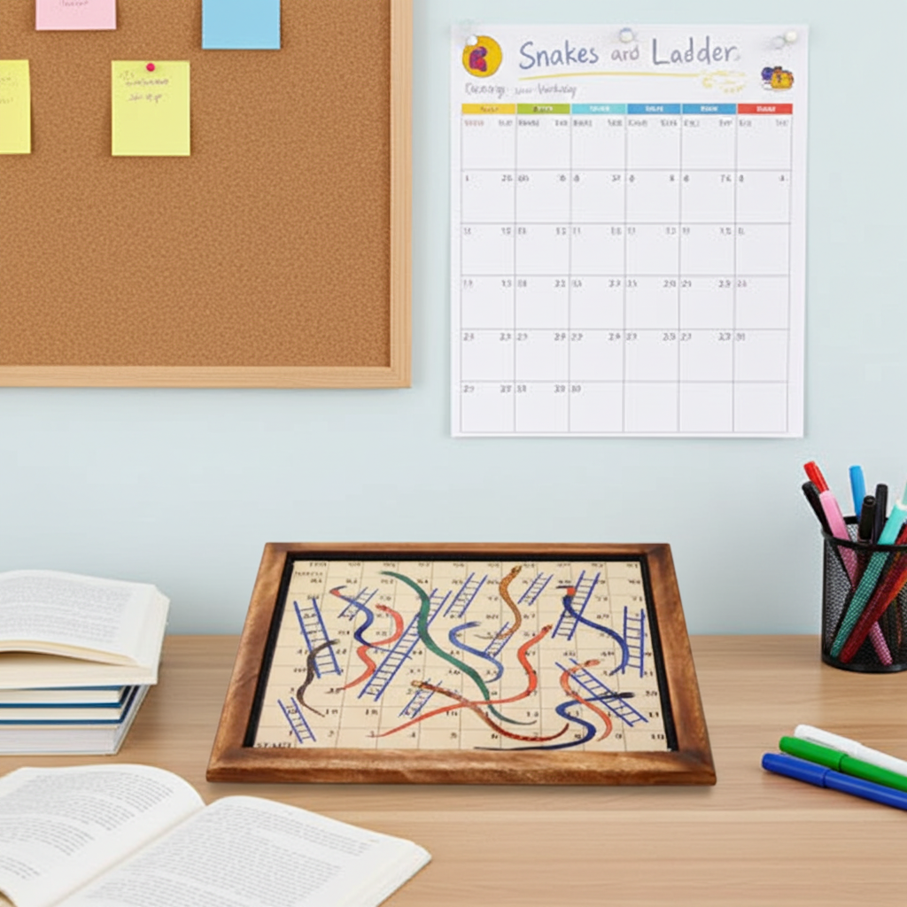 2-in-1 Wooden Magnetic Snake & Ladder and Ludo Board Game – 14 Inch