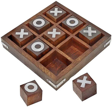Craft Cooper Handmade Indian Wooden Tic Tac Toe Board Game Best Gifts Ideas for Kids and Adults
