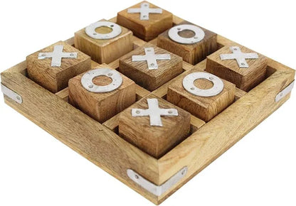 Wooden Noughts and Crosses Tic Tac Toe Pedagogical Board Games for Kids and Adults