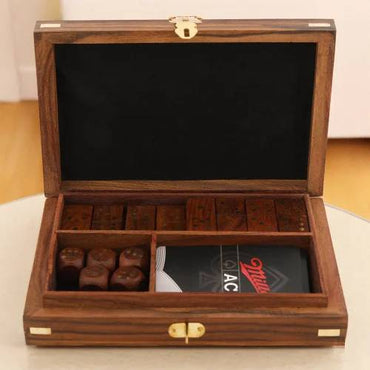18 Cm Wooden Domino Dice Playing Cards Box Set