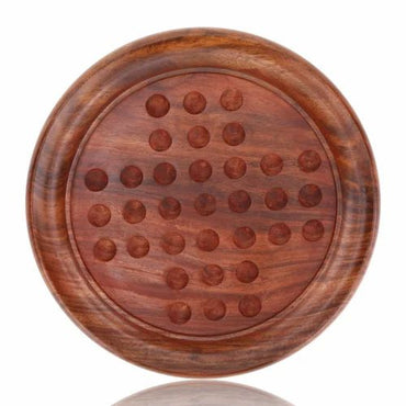 22 Cm Round Metallic Brown Balls Wooden Solitaire Board Game
