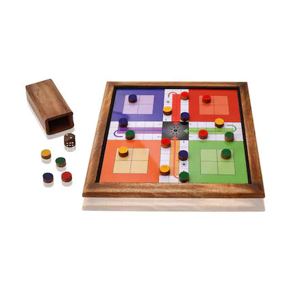 2-in-1 Wooden Magnetic Snake & Ladder and Ludo Board Game – 14 Inch