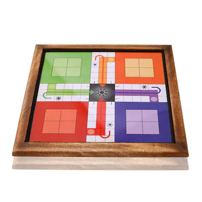 2-in-1 Wooden Magnetic Snake & Ladder and Ludo Board Game – 14 Inch